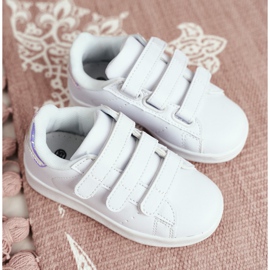 FRROCK Scarpe Sportive Bambini Gioventù Con Velcro Bianche e Argento Fifi bianco 1