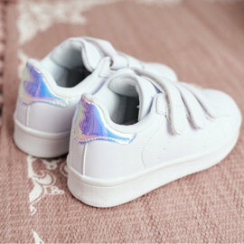 FRROCK Scarpe Sportive Bambini Gioventù Con Velcro Bianche e Argento Fifi bianca 2