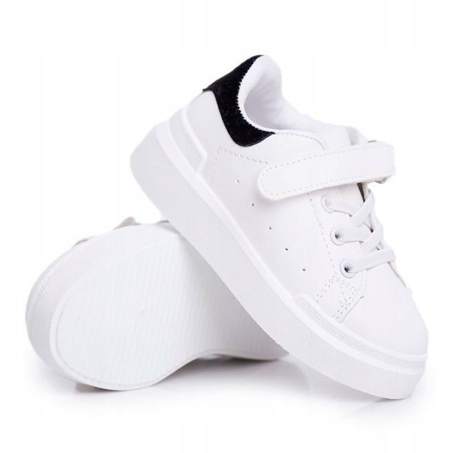 FRROCK Scarpe sportive per bambini con velcro Bianco Bilbo nero 1