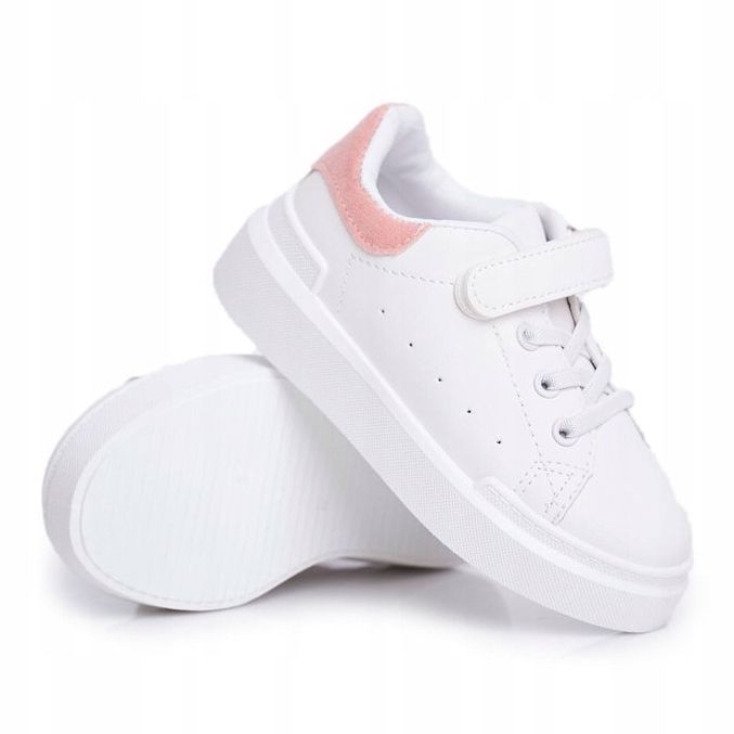 FRROCK Scarpe Sportive Per Bambini Con Velcro Bianche E Rosa Bilbo bianco 1