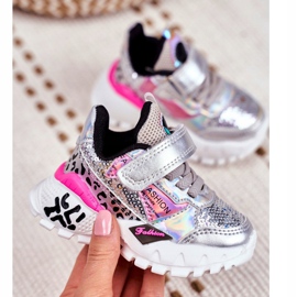FRROCK Scarpe Sportive Bambini Con Velcro Argento Be Happy grigio 2