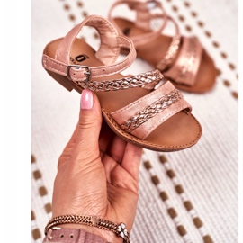 FRROCK Sandali per bambini Kremo Champagne rosa giallo 2