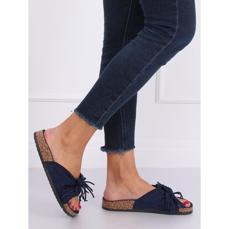Pantofole boho blu navy da donna CK136P D.BLUE 2