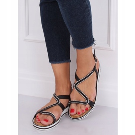 Nero ZY178 Sandali neri asimmetrici 2