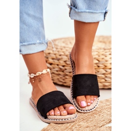 FRJ Pantofole da donna classiche in camoscio nere Look At Me nero 2