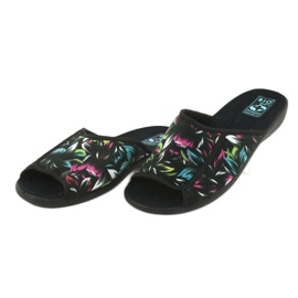 Pantofole da donna fiori Adanex 24301 nero blu rosa verde 3