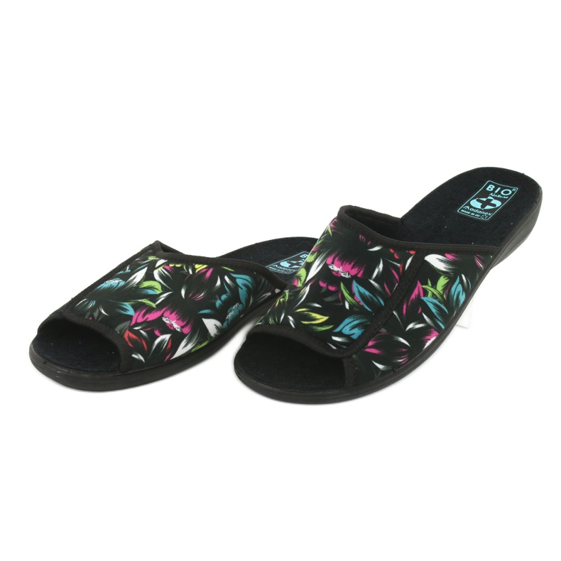 Pantofole da donna fiori Adanex 24301 nero blu rosa verde 3