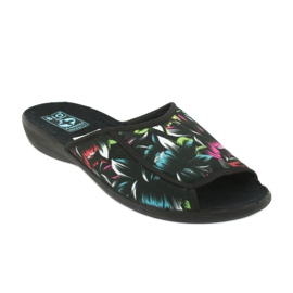 Pantofole da donna fiori Adanex 24301 nero blu rosa verde 1