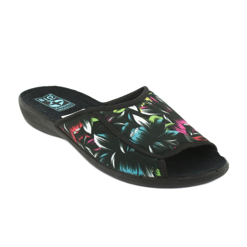 Pantofole da donna fiori Adanex 24301 nero blu rosa verde 1