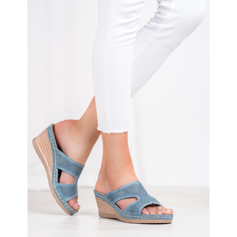 GOLL Pantofole con zeppa leggera blu 2