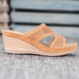 GOLL Pantofole con zeppa leggera marrone 2