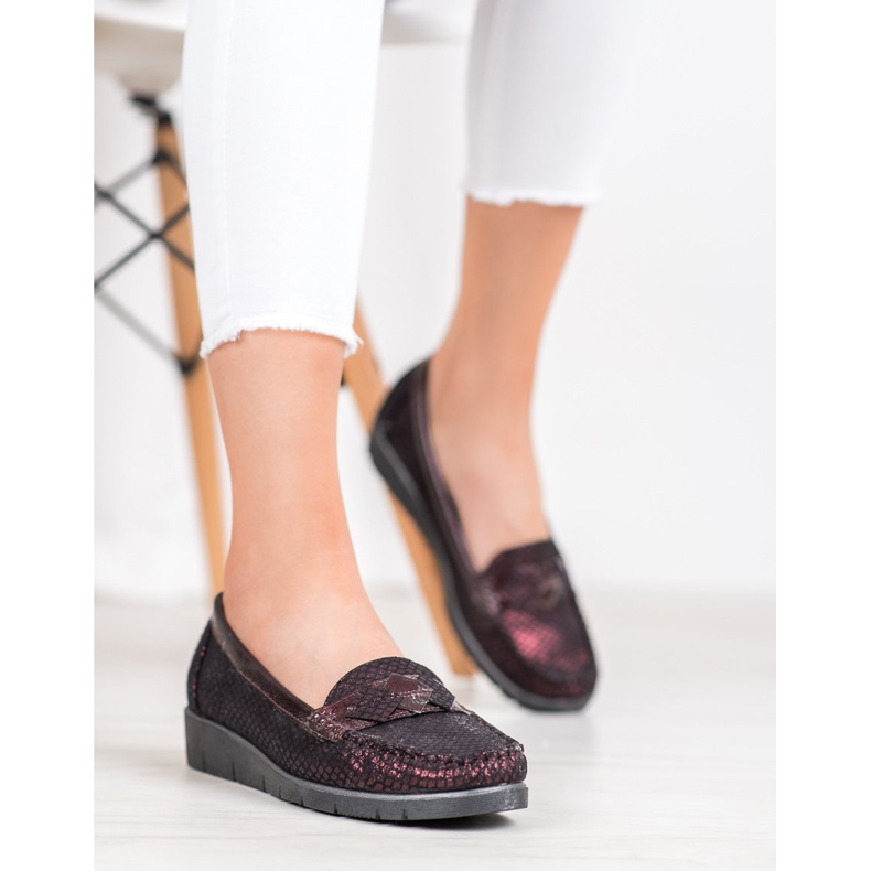 SHELOVET Mocassini in tessuto rosso 2