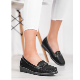 SHELOVET Mocassini in tessuto nero 1