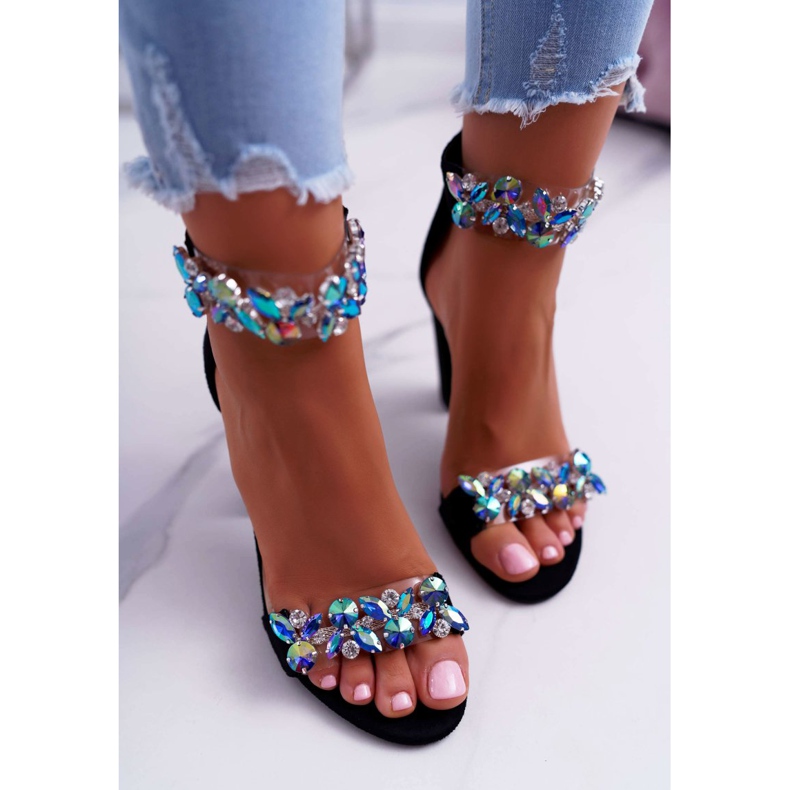 Lu Boo Sandali Neri Strass Suede Lambada nero 2
