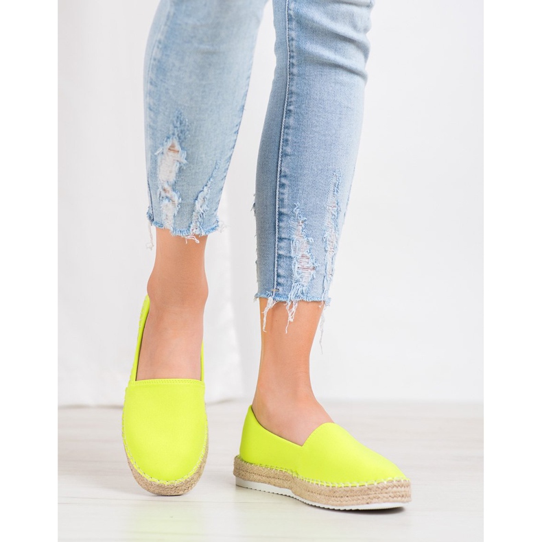 Small Swan Espadrillas in tessuto verde giallo 1