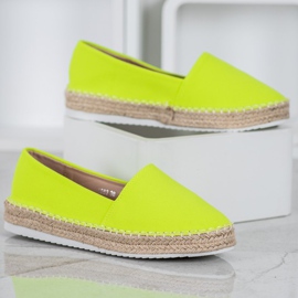 Small Swan Espadrillas in tessuto verde giallo 2