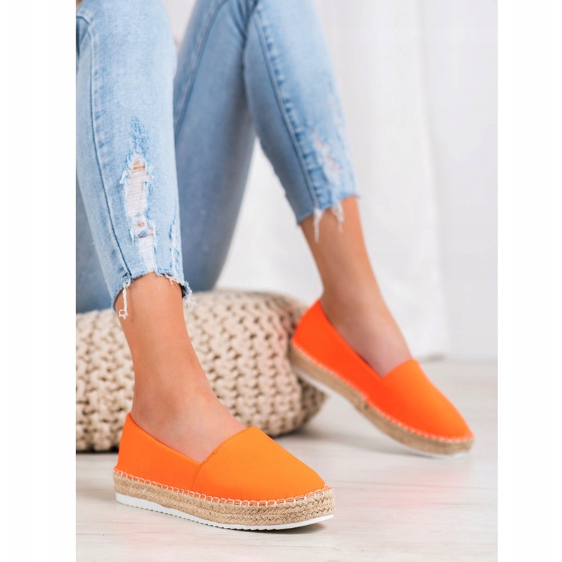Small Swan Espadrillas in tessuto arancia 1