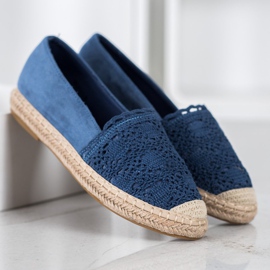 Small Swan Espadrillas In Pelle Scamosciata Con Pizzo blu 2