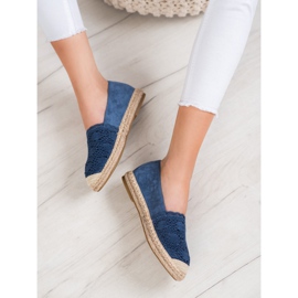 Small Swan Espadrillas In Pelle Scamosciata Con Pizzo blu 1