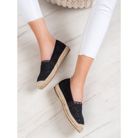 Small Swan Espadrillas In Pelle Scamosciata Con Pizzo nero 2