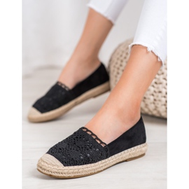 Small Swan Espadrillas In Pelle Scamosciata Con Pizzo nero 1