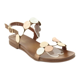 M.Daszyński Sandali ruote dorate Daszyński MR1958-1 marrone argento d'oro 1