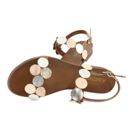 M.Daszyński Sandali ruote dorate Daszyński MR1958-1 marrone argento d'oro 4