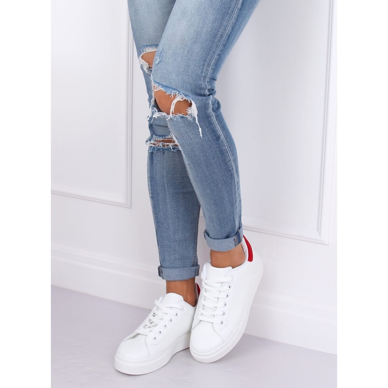 Sneakers da donna bianche 85-428 BIANCO/ROSSO 2