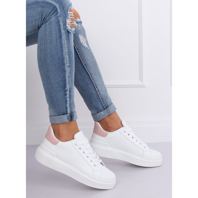 Sneakers da donna bianche 85-428 BIANCO/ROSA bianca 2