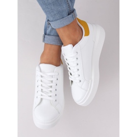 Sneakers da donna bianche 85-428 BIANCO/GIALLO 2