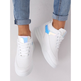 Scarpe sportive bianche zeppa 85-429 BIANCO/ARGENTO 1