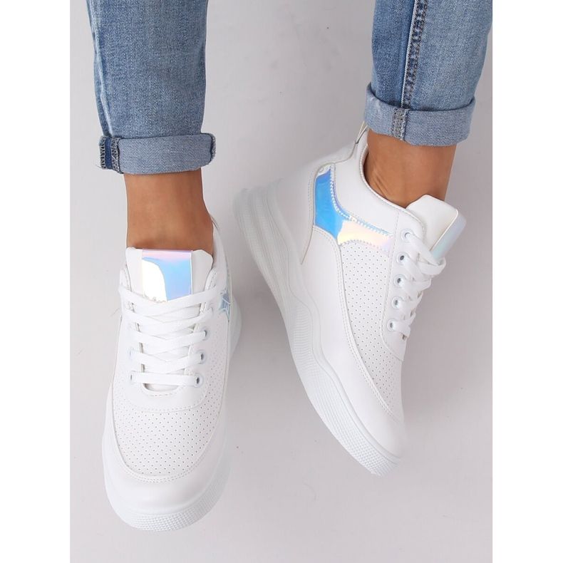Scarpe sportive bianche zeppa 85-429 BIANCO/ARGENTO 1