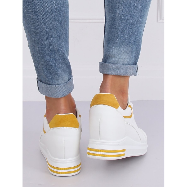 Sneakers bianche HY-231 gialle con zeppa bianca giallo 2