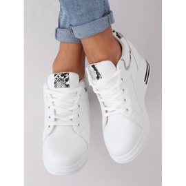Sneakers bianche HY-231 bianche con zeppa bianca nero 1