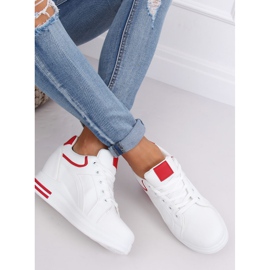 Sneakers bianche con zeppa HY-231 Red bianca rosso 2