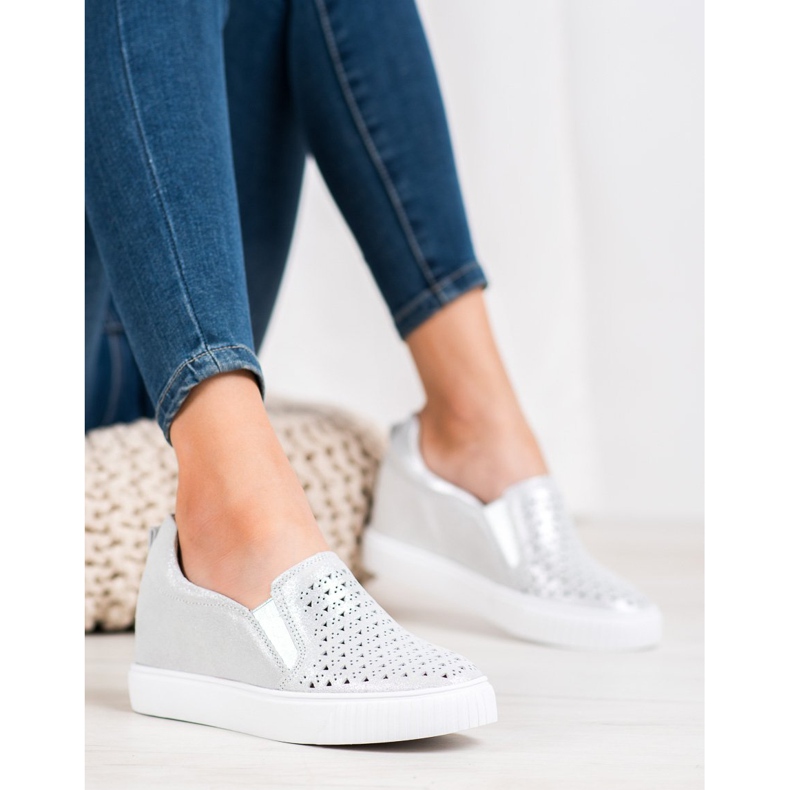 Filippo Slip in pelle con zeppa grigio 1