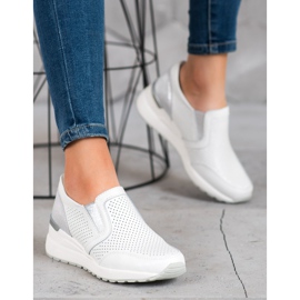 Filippo Slip in pelle traforata bianco grigio 2