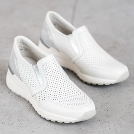 Filippo Slip in pelle traforata bianco grigio 1