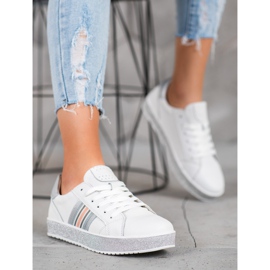 Filippo Sneakers In Pelle Con Platform Glitter bianca 1