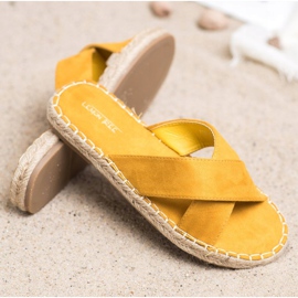 SHELOVET Comode pantofole in pelle scamosciata giallo 1