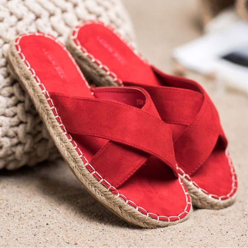 SHELOVET Comode pantofole in pelle scamosciata rosso 1