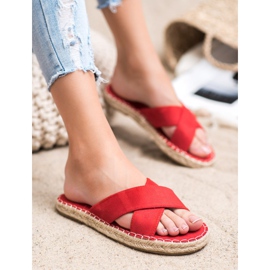 SHELOVET Comode pantofole in pelle scamosciata rosso 2
