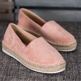 Small Swan Espadrillas in camoscio cipria rosa 1