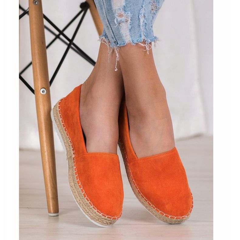 Small Swan Espadrillas in pelle scamosciata arancioni arancia 2