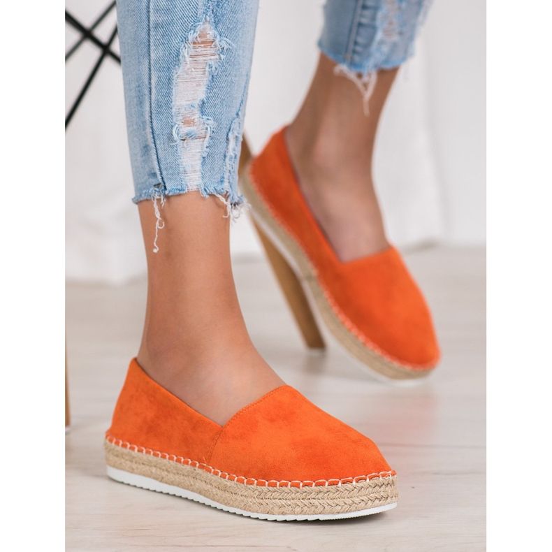 Small Swan Espadrillas in pelle scamosciata arancioni arancia 1
