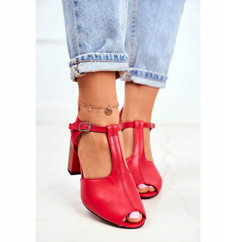 Sandali in pelle da donna Maciejka Rosso 04117 2