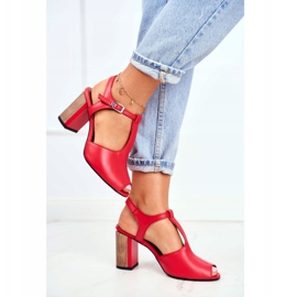 Sandali in pelle da donna Maciejka Rosso 04117 1