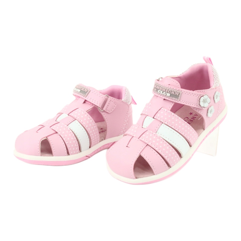 Sandali da bambina American Club DR16 / 20 bianco rosa 3