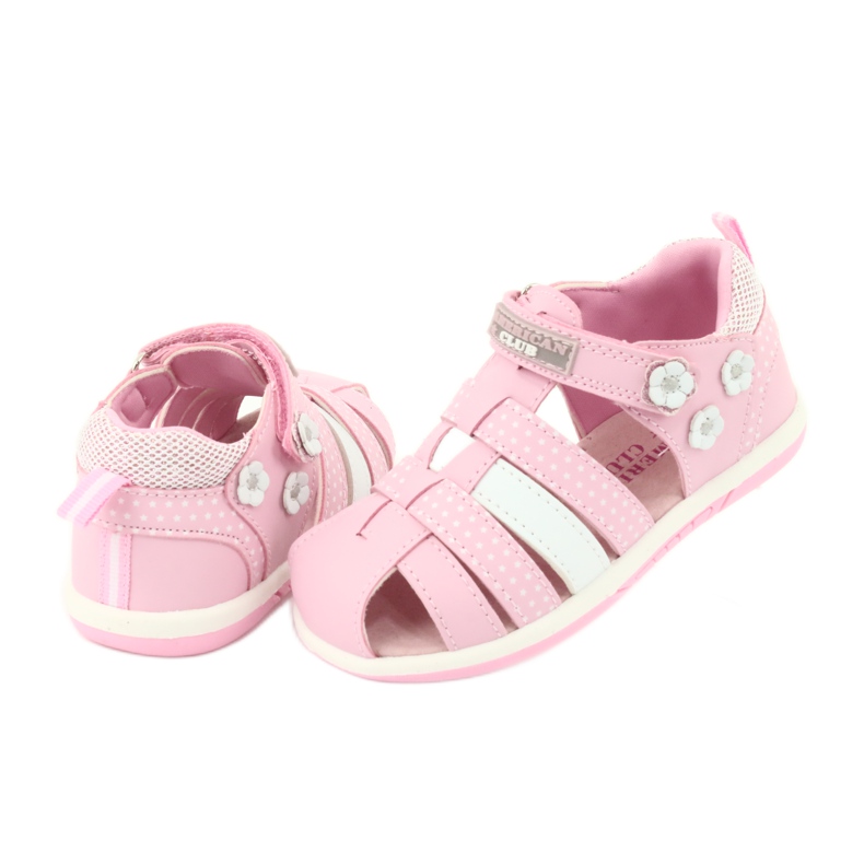 Sandali da bambina American Club DR16 / 20 bianco rosa 4