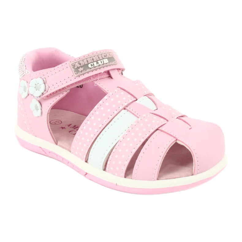 Sandali da bambina American Club DR16 / 20 bianca rosa 1